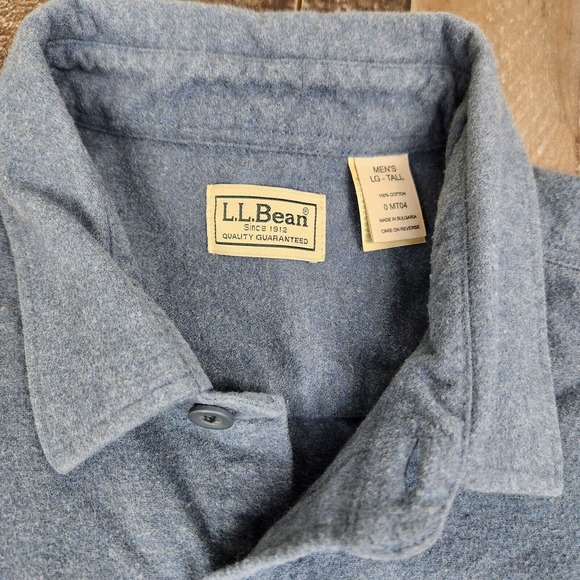 Vintage Mens LL Bean size LT Large Tall Chamoise Button Front Cotton Shirt - Picture 3 of 6